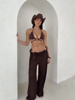 Crochet Beach Trousers - Brown